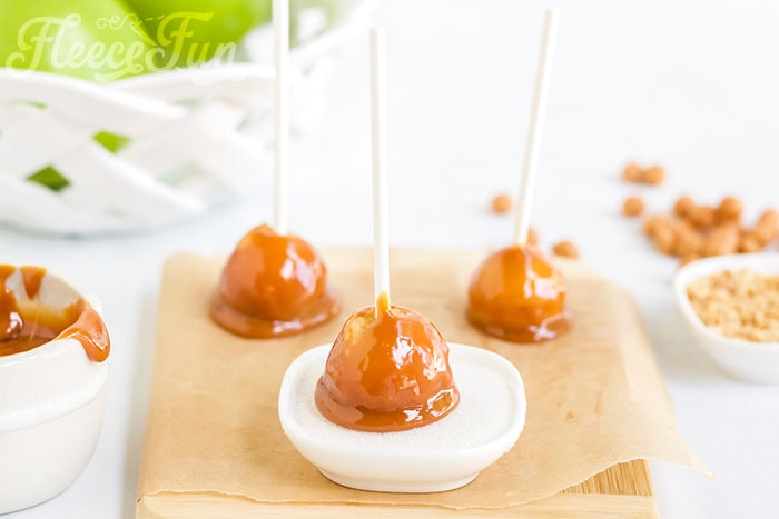 dip the apples in the caramel. Learn how to make Mini Caramel Apples that easy and less messy! Perfect little bite of Autumn without - the mess!