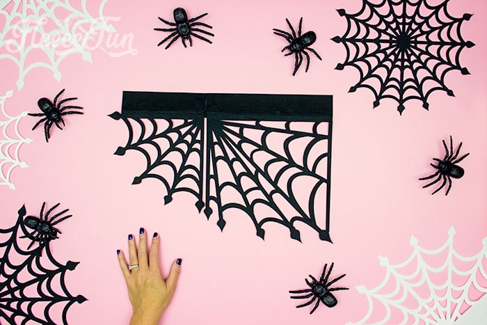 Cut out shelf corner piece. These Spider Web doilies Free SVG files are the perfect finishing touch to you Halloween decor!  The free SVG includes 3 designs for decorating spookiness!
