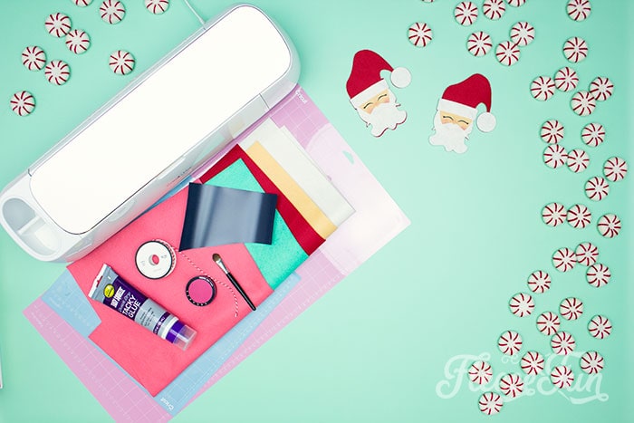 Assembling a felt Santa decoration with fleecefun's free template and tutorial.