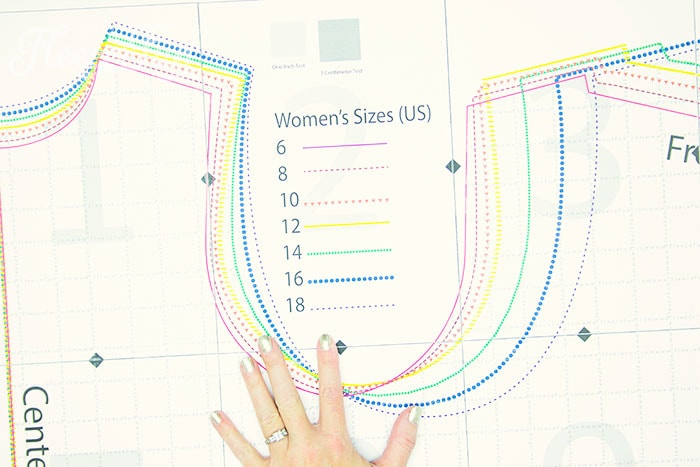 Preparing the women's fleece vest pattern for cutting, using fleecefun's free tutorial.
