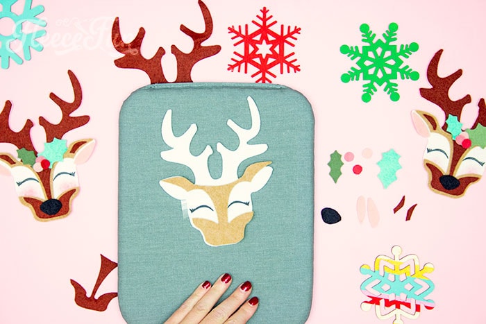 Making the reindeer face for your DIY felt ornament with fleecefun free template and tutorial