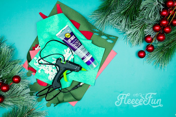 Cutting felt stocking pieces using fleecefun’s free pattern