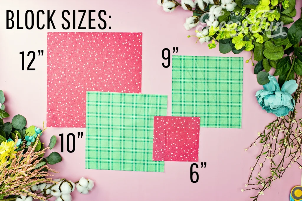 Block sizes for a rag quilt.  How to make a rag quilt for beginners.