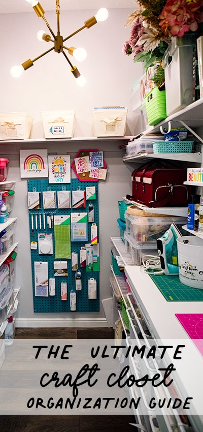 Craft Closet Organization is possible! See how I took my chaos to order and you can too! Step by step guide with before and after photos. Learn the five steps to designing the craft closet of your dreams.