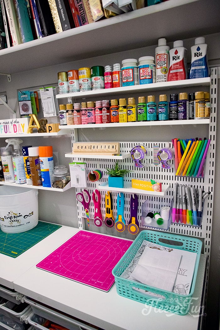 Craft Closet Organization is possible! See how I took my chaos to order and you can too! Step by step guide with before and after photos. Learn the five steps to designing the craft closet of your dreams.
