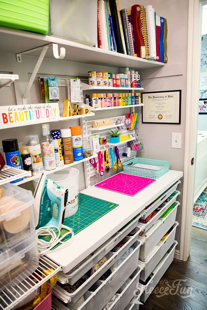 Craft Closet Organization is possible! See how I took my chaos to order and you can too! Step by step guide with before and after photos. Learn the five steps to designing the craft closet of your dreams.