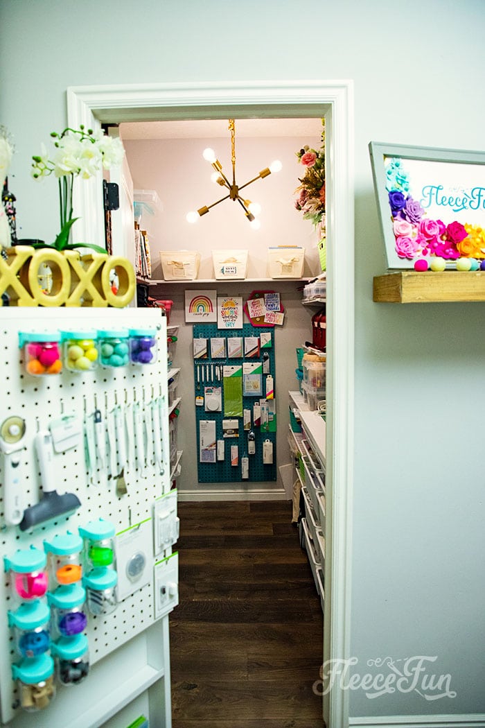 Craft Closet Organization is possible! See how I took my chaos to order and you can too! Step by step guide with before and after photos. Learn the five steps to designing the craft closet of your dreams.