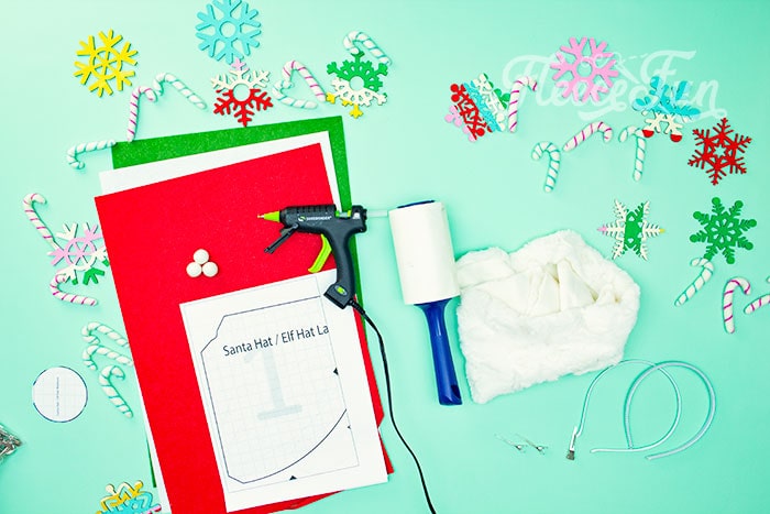 Assembling the mini Santa hat for your Christmas headband using fleecefun's pattern