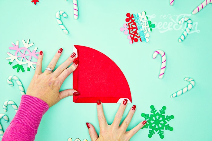 DIY Santa hat cone shape made with fleecefun's free pattern and tutorial