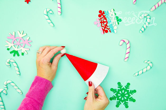 Adding custom touches to the Santa hat headband with fleecefun's tutorial