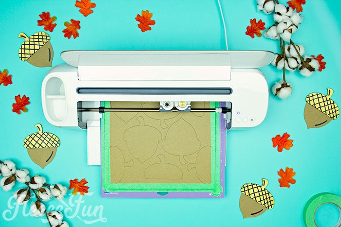 Cutting out acorn pieces from FleeceFun free template