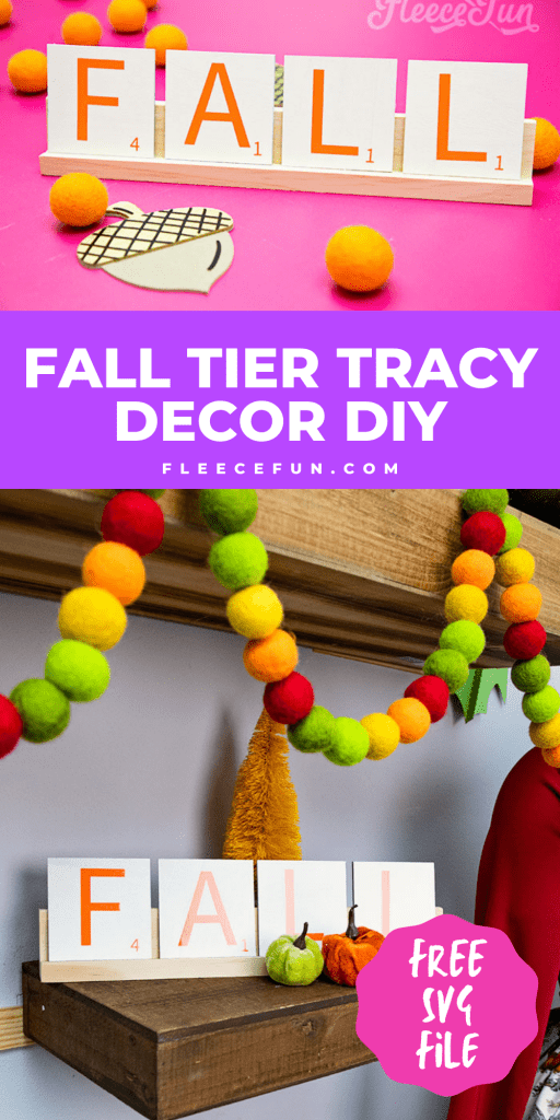 This Fall Tier Tray Décor (free SVG) is fun and fast to make. al it takes is s few simple materials and this autumn craft is ready to go. The giant scrabble tiles are simple and elegant. 