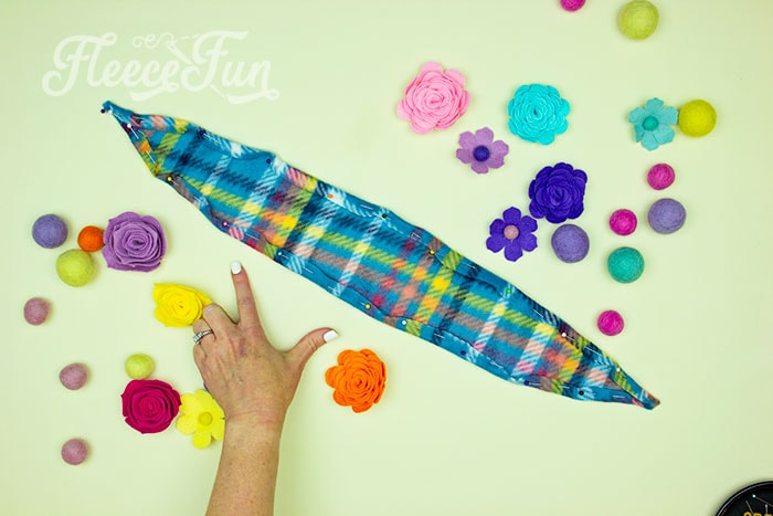 Step-by-step instructions on sewing a fleece headband ear warmer using fleecefun's free template.