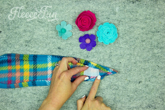 Fleecefun tutorial showing how to sew a fleece headband ear warmer with a free pattern.
