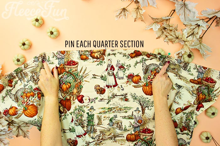 Pinning each quarter section of the apron