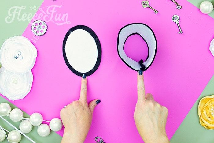 Step-by-step visual of completing the mini top hat assembly using fleecefun's free template