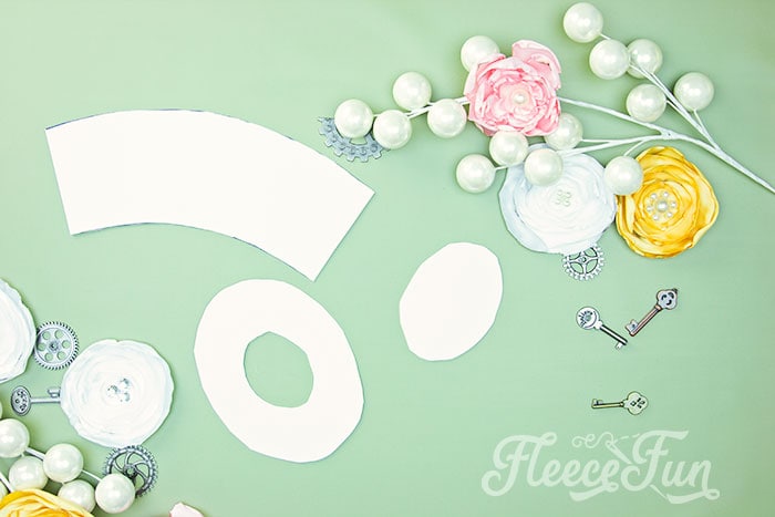 Image of cutting out the free mini top hat pattern pieces from fleecefun tutorial