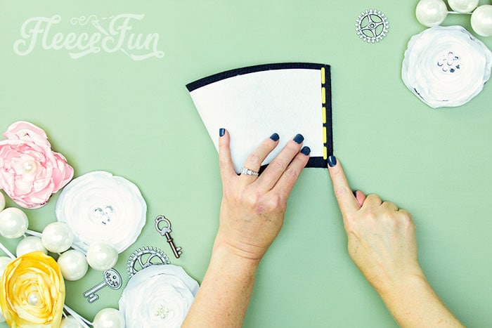 Image showing the assembly process of a DIY mini top hat from fleecefun tutorial