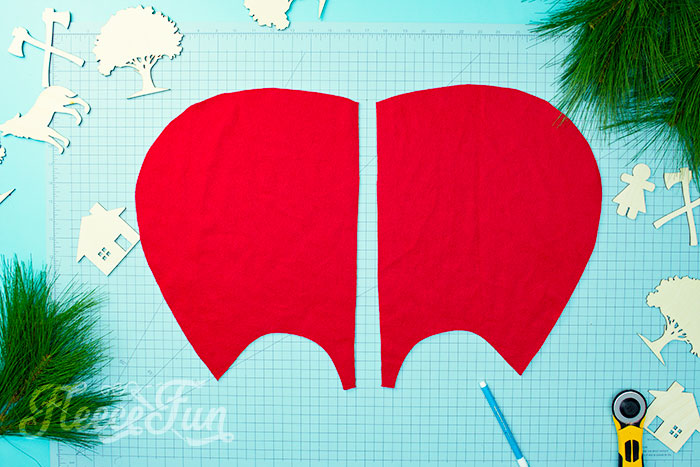 showing the hood exerior and how it should be cut out for sewing.