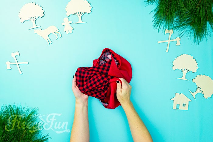 turning the hood to the red riding hood cape pattern.