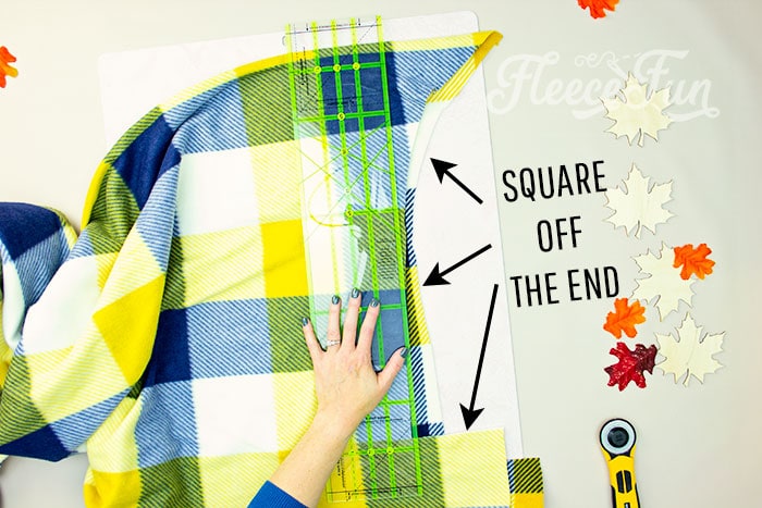 If you are making the fleece hooded blanket out of just 1 fabric you will need to square of the end