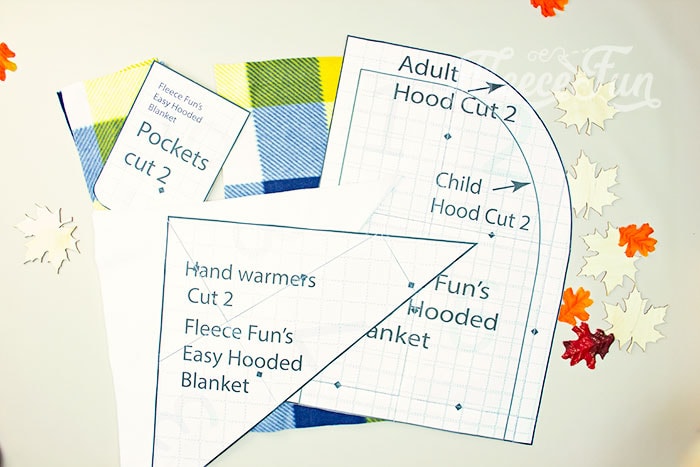 FleeceFun tutorial: Cutting out the hooded blanket pattern.