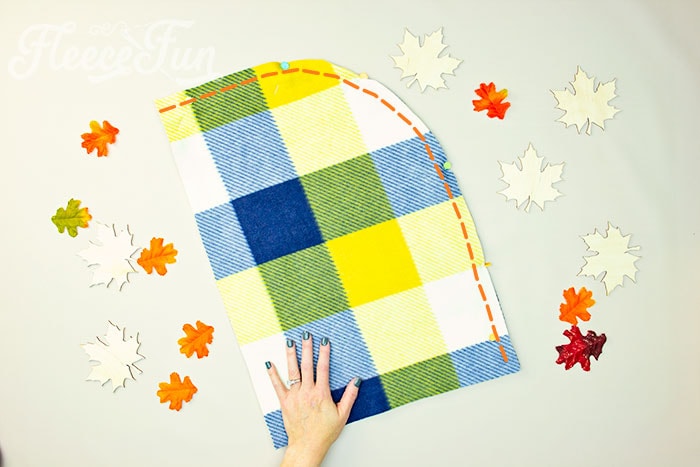 Step 2 of FleeceFun's hooded blanket guide: Sew the hood.