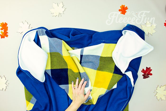 sewing the blanket