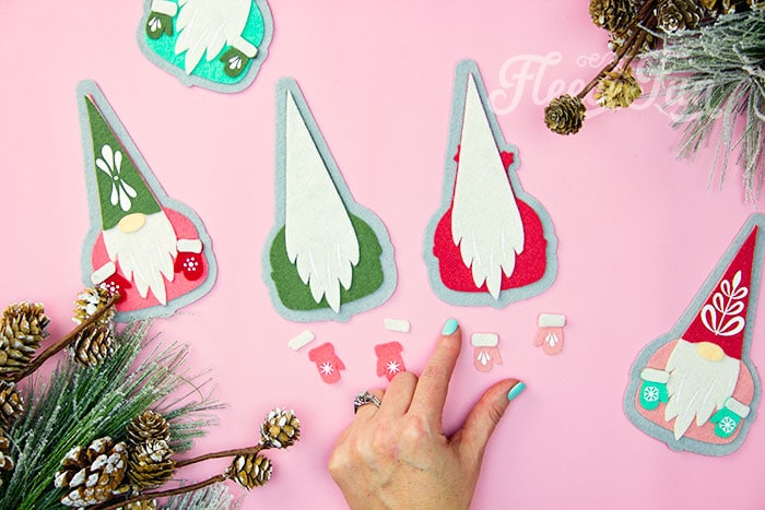 Glue the gnome ornament together following fleecefun’s free template instructions.