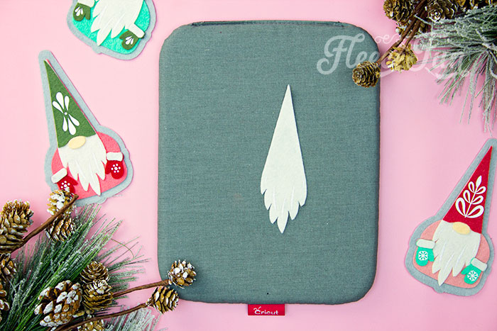 Fleecefun’s free tutorial shows how to apply HTV to the DIY gnome ornament.