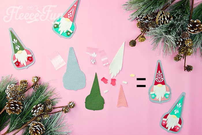 pieces of a regular no sew ornament
