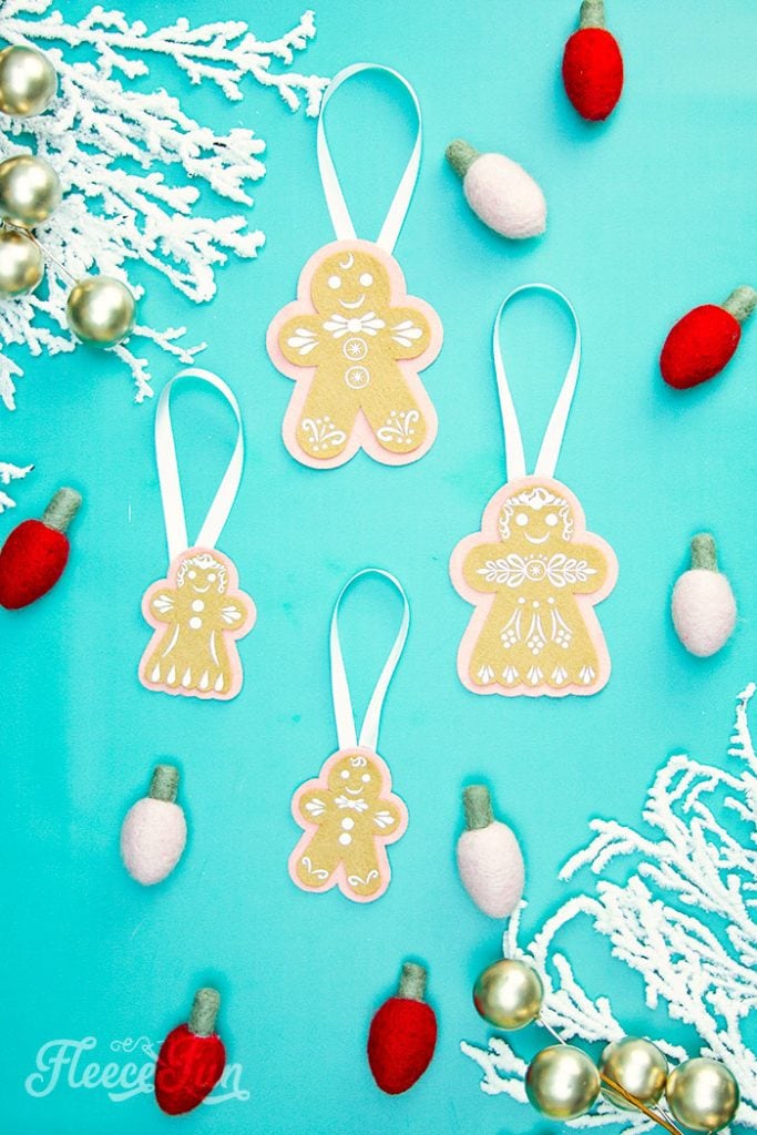 Free template from fleecefun to create a Felt Gingerbread Woman for holiday decor.