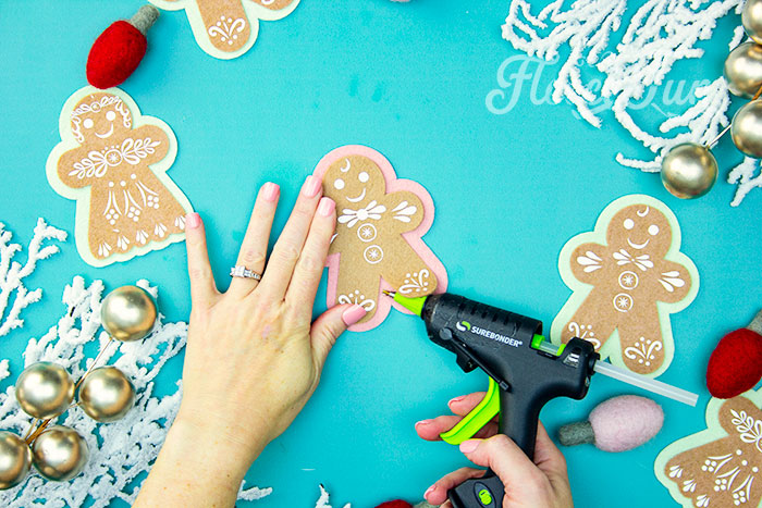 Putting together the Felt Gingerbread Woman ornament with fleecefun free pattern.