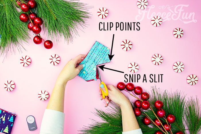 Snip a slit at the point tops and clip the point