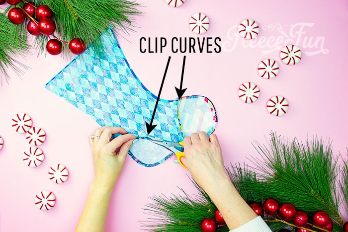 Step-by-step patchwork stocking assembly using fleecefun's free pattern