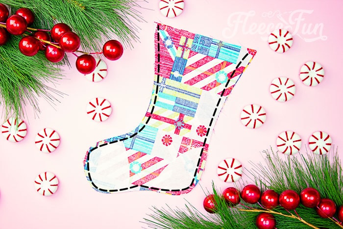 Sewing a DIY Christmas stocking body with fleecefun's free template