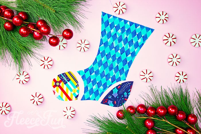 Assembling your patchwork Christmas stocking with fleecefun's free pattern