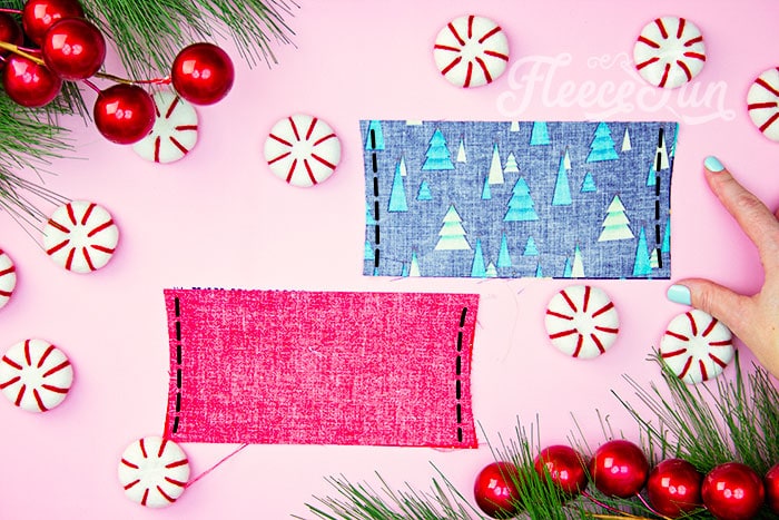Sewing the cuff for your Christmas stocking with fleecefun's free pattern