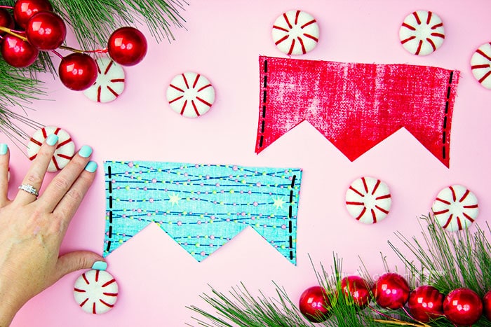 Sewing a DIY Christmas stocking cuff with fleecefun's free template