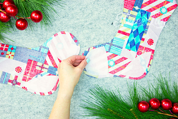 For the traditional Christmas stocking (standard) iron on the interfacing