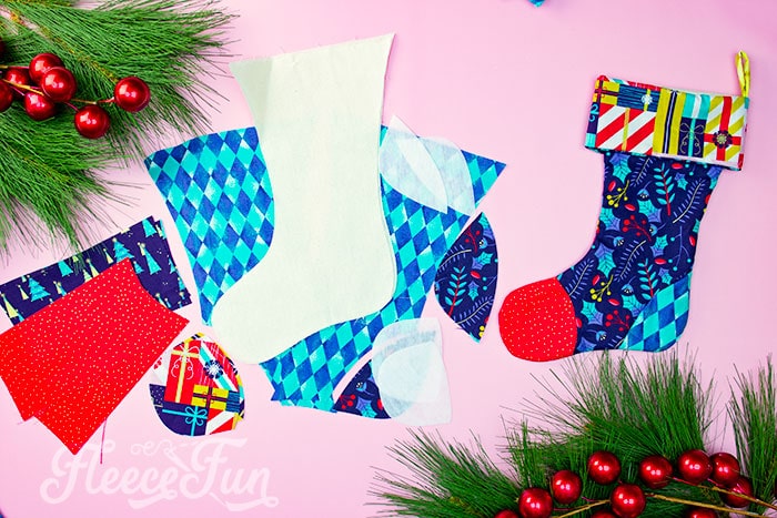 Cutting out your DIY Christmas stocking with fleecefun's free pattern