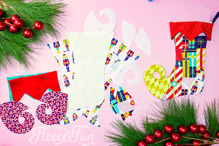 Free Christmas stocking template from fleecefun, cut out for DIY crafting