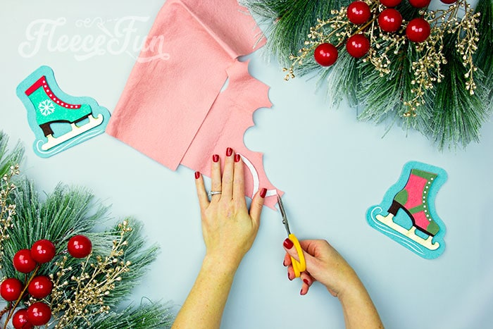 Preparing the ice skate ornament template with fleecefun's free pattern