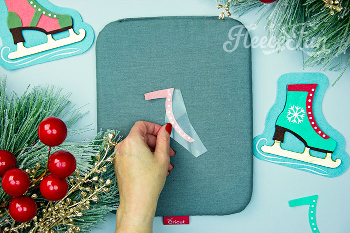 Adding HTV to your DIY ice skate ornament with fleecefun pattern