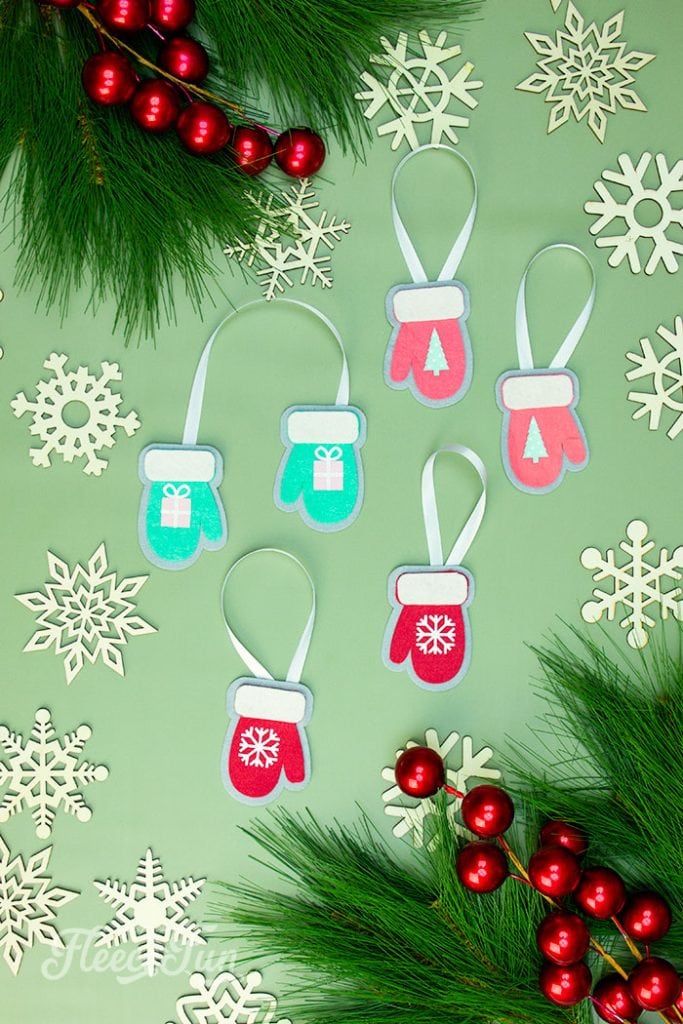 Learn how to make a Mitten Ornament Pattern (free) Felt Ornament with this step by step DIY.  This cute Christmas Ornament is a no sew dream.  