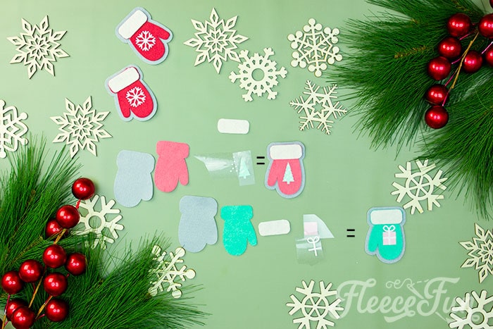 Learn how to make a Mitten Ornament Pattern (free) Felt Ornament with this step by step DIY.  This cute Christmas Ornament is a no sew dream.  