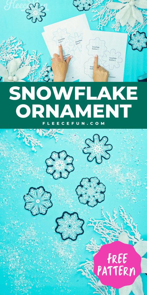 This Snowflake Ornament DIY (free pattern) is fun addition to your Christmas Tree.  This handmade ornament tutorial walks you through how to make these beautiful snowflake ornaments.  The free pdf template has 5 different snowflakes to make.  Putting the snowflake together is easy, not only can these snowflakes work as tree ornaments, but they can also be used in other forms of decorating too. 