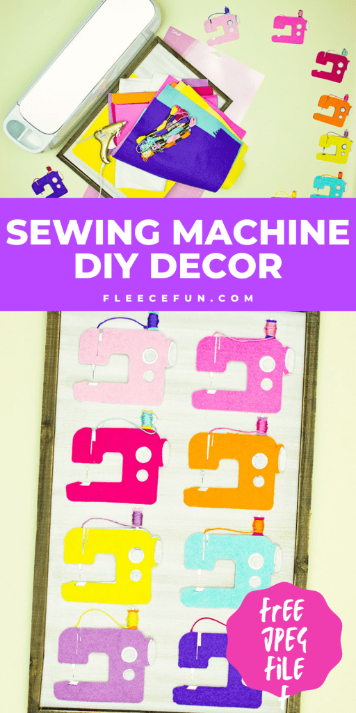 This DIY Sewing Room Décor is a happy addition to your creative space! This cute sewing machine pattern and cut file is perfect for décor, ornaments, garland and more! With a few simple materials you can make this decoration for your sewing studio or a friend! I'm providing you with a PDF plus a JPEG if you want to cut it out using a Cricut.