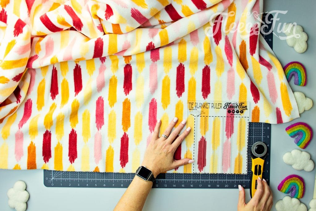 placing the template on the fabric