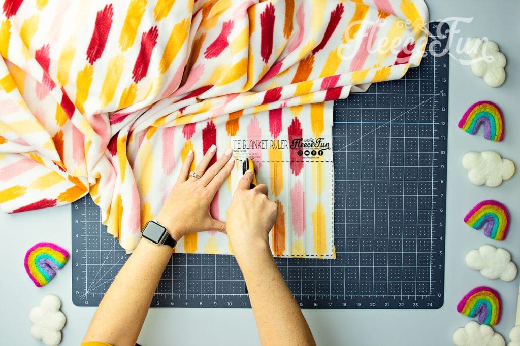 cutting down the fabric layers